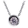 Womens Bezel Set Diamond Solitaire Drop Necklace 18K White Gold