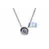 Womens Bezel Set Diamond Solitaire Drop Necklace 18K White Gold