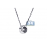 Womens Bezel Set Diamond Solitaire Drop Necklace 18K White Gold