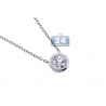 Womens Bezel Set Diamond Solitaire Drop Necklace 18K White Gold