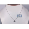 Womens Bezel Set Diamond Solitaire Drop Necklace 18K White Gold