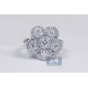 18K White Gold 1.21 ct Diamond Flower Womens Cluster Ring