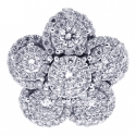 18K White Gold 1.33 ct Diamond Cluster Womens Flower Pendant