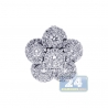 Womens Diamond Pave Cluster Flower Pendant 18K White Gold 1.33ct