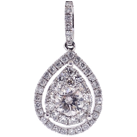 Womens Diamond Teardrop Dangle Pendant 14K White Gold 1.00ct