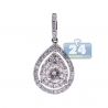 Womens Diamond Teardrop Dangle Pendant 14K White Gold 1.00ct