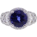 18K White Gold 4.62 ct Blue Sapphire Diamond Womens Ring
