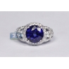 18K White Gold 4.62 ct Blue Sapphire Diamond Womens Ring