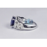18K White Gold 4.62 ct Blue Sapphire Diamond Womens Ring
