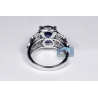 18K White Gold 4.62 ct Blue Sapphire Diamond Womens Ring