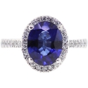 14K White Gold 5.95 ct Blue Sapphire Diamond Womens Ring