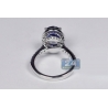 14K White Gold 5.95 ct Blue Sapphire Diamond Womens Ring