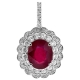 18K White Gold 8.75 ct Ruby Diamond Womens Drop Pendant