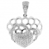 Womens Diamond Openwork Heart Pendant 18K White Gold 0.72ct