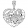 Womens Diamond Filigree Heart Love Pendant 18K White Gold 0.81ct