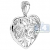 Womens Diamond Filigree Heart Love Pendant 18K White Gold 0.81ct