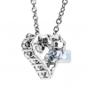 Womens Diamond Small Heart Necklace 18K White Gold 0.75ct 18"
