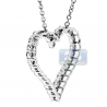 Womens Diamond Heart Pendant Necklace 18K White Gold 1.64ct 18"