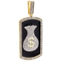 10K Yellow Gold 5.05 ct Diamond Money Bag Mens Pendant
