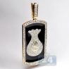 Mens Diamond Money Bag Framed Pendant 10K Yellow Gold 5.05 ct