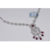 Womens Ruby Diamond Vintage Necklace 18K White Gold 9.42ct 18"
