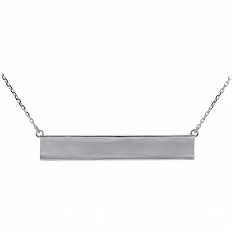 Solid 18K White Gold Engravable ID Name Womens Necklace 18"