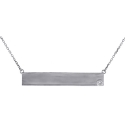 18K White Gold Diamond ID Plate Womens Necklace 18 Inches