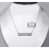 18K White Gold Bezel Set Diamond Womens ID Name Necklace 18"