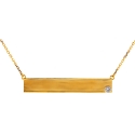18K Yellow Gold Diamond ID Plate Womens Necklace 18 Inches