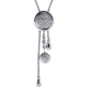 18K White Gold Diamond Lariat Adjustable Womens Necklace