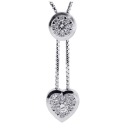 18K White Gold 0.60 ct Diamond Heart Womens Adjustable Necklace