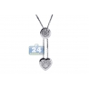 Womens Diamond Heart Adjustable Necklace 18K White Gold 0.60ct