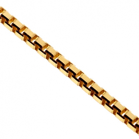 10K Yellow Gold Square Box Solid Link Womens Chain 0.5 mm
