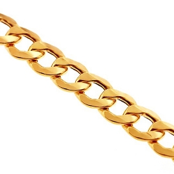 Real 10K Yellow Gold Hollow Flat Cuban Link Mens Chain 8.5 mm