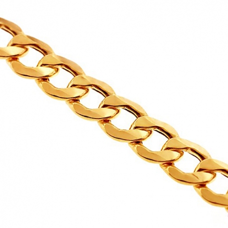 10K Yellow Gold Flat Cuban Hollow Link Mens Chain 5 mm