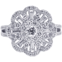 18K White Gold 1.50 ct Diamond Flower Womens Ring