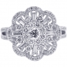 18K White Gold 1.50 ct Diamond Womens Flower Ring