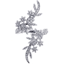 14K White Gold 0.95 ct Diamond Womens Floral Bypass Ring