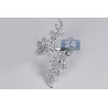 14K White Gold 0.95 ct Diamond Womens Floral Bypass Ring