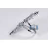 14K White Gold 0.95 ct Diamond Womens Floral Bypass Ring