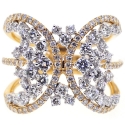 14K Yellow Gold 1.87 ct Diamond Womens Abstract Ring