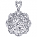 18K White Gold 1.35 ct Diamond Womens Cluster Pendant