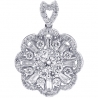 Womens Diamond Cluster Flower Pendant 18K White Gold 1.35ct