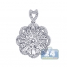 Womens Diamond Cluster Flower Pendant 18K White Gold 1.35ct