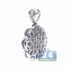 Womens Diamond Cluster Flower Pendant 18K White Gold 1.35ct