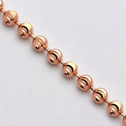 14K Rose Gold Moon Cut Beaded Mens Army Chain 3 mm