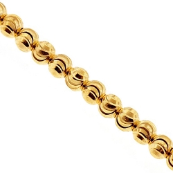 Italian 10K Yellow Gold Moon Cut Bead Mens Chain 5 mm