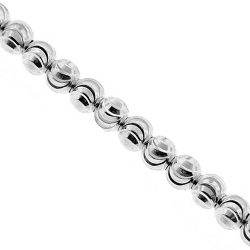 Italian 10K White Gold Moon Cut Bead Mens Chain 5 mm