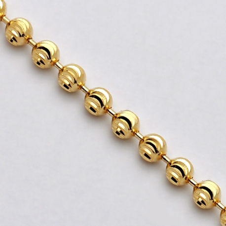 14K Yellow Gold Army Moon Cut Ball Mens Bead Chain 2 mm