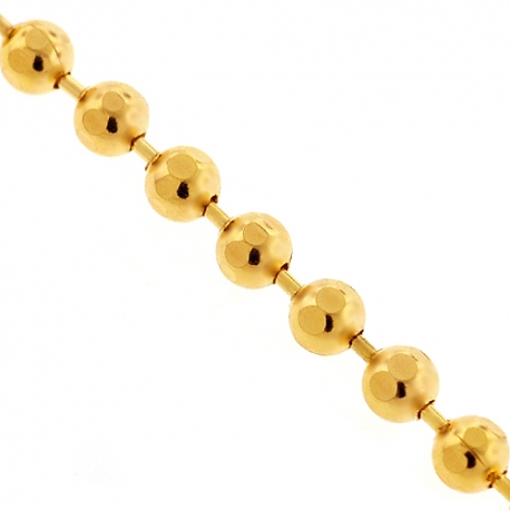 Italian 10K Yellow Gold Diamond Cut Bead Mens Army Chain 3 mm